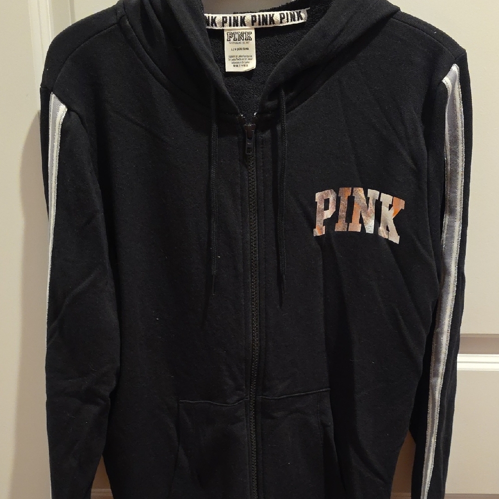 PINK Victoria's Secret Black Hoodie with Pink Logo